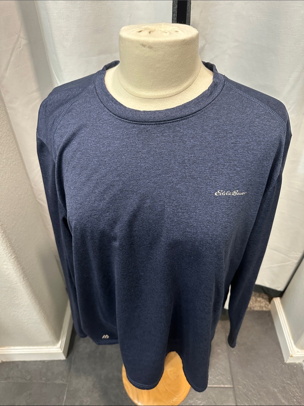 Eddie Bauer Heather Navy Long-Sleeve Crewneck Shirt